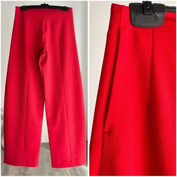 Zara Studio Low Rise Barrel Limited Edition Pants Red New Small - Picture 3 of 3